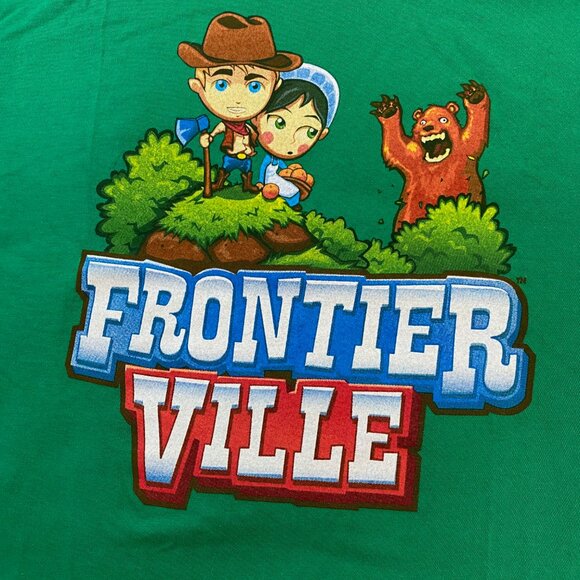 NEW RARE FrontierVille by Zynga T-shirt Green Sz XL - Picture 3 of 11